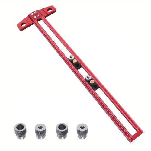 Tdkfdswdoa Holzbearbeitung 2-in-1 Bohrpositionierungslineal Anreißlineal T-Vierkantdübelvorrichtung mit 6/8/10 mm Bohrhülse 50 cm von Tdkfdswdoa