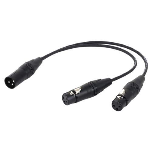 Tdkjfoutr 0,5 M Schwarzes 3-Poliges XLR-Audio-Verlängerungskabel, 1 Stecker auf 2 Buchsen, Mikrofon-Y-Splitter, Audiokabel für Mischmikrofon von Tdkjfoutr