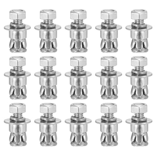 Tdkjfoutr 1/4 X 5/8 Sechskantmutter-Hülsenanker - 30er-Pack - Gut für Beton-Trockenmauern Aus Ziegelsteinen - Karbonstahl - Silber von Tdkjfoutr