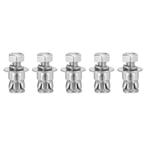 Tdkjfoutr 1/4 X 5/8 Sechskantmutter-Hülsenanker - 5er-Pack - Gut für Beton-Trockenmauern Aus Ziegelsteinen - Karbonstahl - Silber von Tdkjfoutr