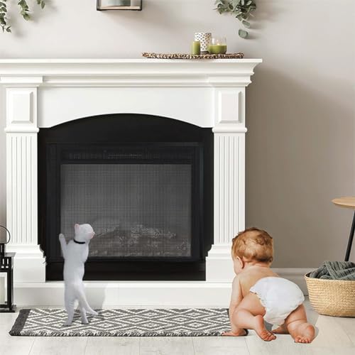 Tdkjfoutr 1 Stück Kaminabdeckung, Kaminabdeckung mit Sicherem Maschengitter, Kamin-Maschengitter-Vorhang Aus Schwarzem PVC Zur Verhinderung Von Baby und Haustier, 73x115cm von Tdkjfoutr