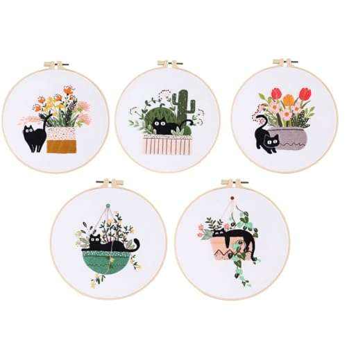 Tdkjfoutr 5 Sets Stickerei-Set für Anfänger Erwachsene, Handstickerei-Kit Stickerei-Set Kit für Anfänger Tdkjfoutr 5 Sets Stickerei-Set für Anfänger Erwachsene, Handstickerei-Kit Stickerei-Set Kit für Anfänger von Tdkjfoutr