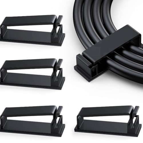 Tdkjfoutr 50 Stück Kabelmanagement, Selbstklebende Kabelclips, Kabelhalter, Selbstklebend, Starker Kabel-Organizer für Schreibtisch/Zuhause/Büro von Tdkjfoutr