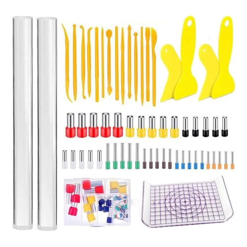 Tdkjfoutr 61-Teiliges Töpfer-Ton-Werkzeugset, Tonformungswerkzeug, Kuchen-Fondant-Dekorationszubehör, Ton-Töpfer-Werkzeug-Zubehör-Set von Tdkjfoutr
