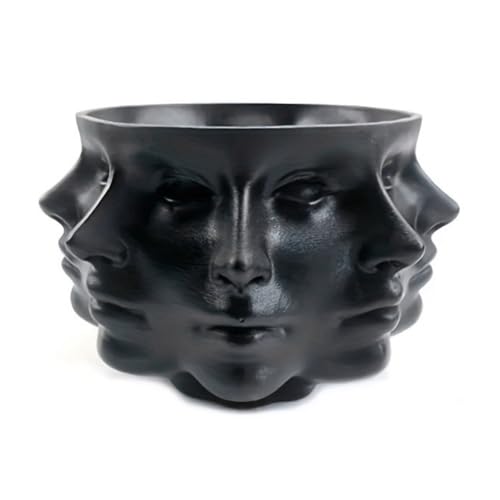 Tdkjfoutr Blumentopf-Vasenform im Abstrakten Stil, Facettenreicher Blumentopf mit Menschlichem Gesicht, Schwarz von Tdkjfoutr