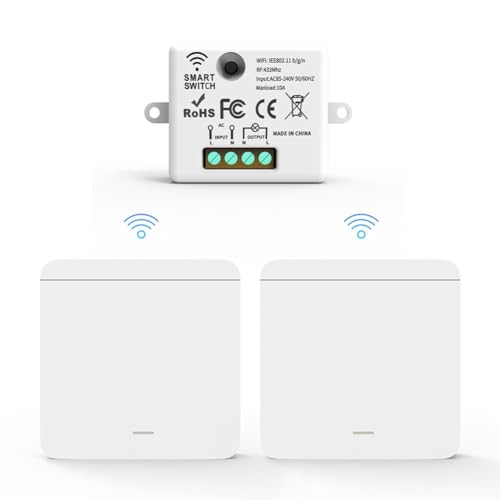 Tdkjfoutr Funk-Lichtwand-Schalter RF 433Mhz Relais-Empfänger mit 2x1Gang-Panel-Schalter LED-Fernbedienung für LED-Lampe Tdkjfoutr Funk-Lichtwand-Schalter RF 433Mhz Relais-Empfänger mit 2x1Gang-Panel-Schalter LED-Fernbedienung für LED-Lampe von Tdkjfoutr