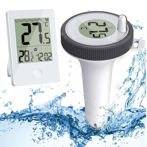 Tdkjfoutr Pool-Thermometer, Pool- und Badewasser-Thermometer, Kabelloses Schwimmendes Innen- und Außenthermometer von Tdkjfoutr