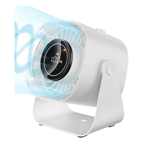 Tdkjfoutr Schreibtischventilator, 5000mAh Luftzirkulator Tischventilator mit Digitalem Display von Tdkjfoutr