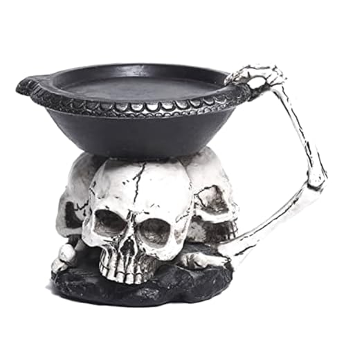 Tdkjfoutr Totenkopf-Kerzenhalter, Skelett-Kerzenständer, Kunstharz-Kerzenständer, Kunsthandwerk für Halloween von Tdkjfoutr