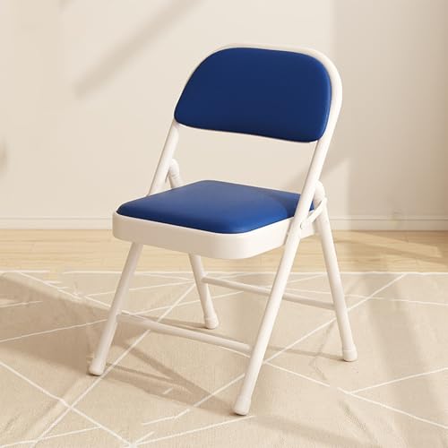 Kunstlederpolster Klappstuhl, Metallrahmen Computer-Schreibtischstuhl Rückenlehne Ersatzstuhl Provisorische Sitzgelegenheit Platzsparend verstaubar Für Partys, Veranstaltungen, Zuhause(Blue white) von Tdsmyxgs