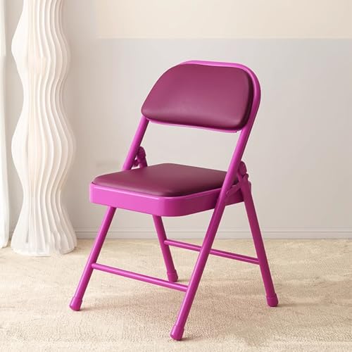 Kunstlederpolster Klappstuhl, Metallrahmen Computer-Schreibtischstuhl Rückenlehne Ersatzstuhl Provisorische Sitzgelegenheit Platzsparend verstaubar Für Partys, Veranstaltungen, Zuhause(Fuchsia) von Tdsmyxgs
