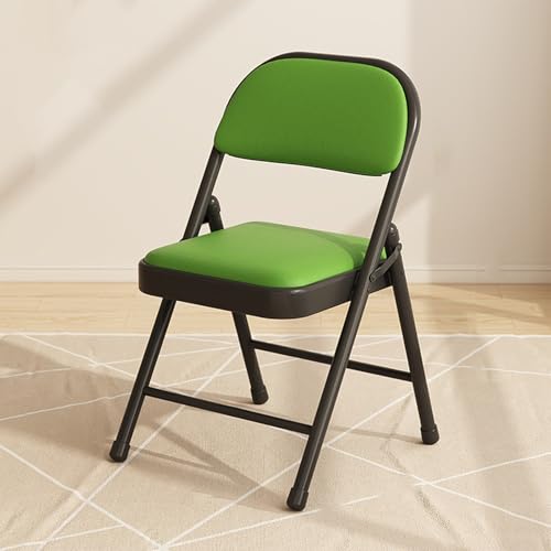 Kunstlederpolster Klappstuhl, Metallrahmen Computer-Schreibtischstuhl Rückenlehne Ersatzstuhl Provisorische Sitzgelegenheit Platzsparend verstaubar Für Partys, Veranstaltungen, Zuhause(Green black) von Tdsmyxgs