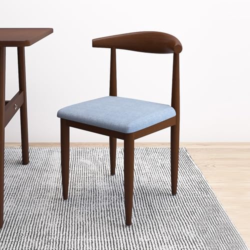 Tdsmyxgs Kunstleder Küchenstuhl Esszimmerstuhl Rückenlehne Freizeitstuhl Gepolsterter Frisiertisch Geeignet für Schlafsäle, Hotels, Schlafzimmer und Wohnzimmer(Blue,Walnut Color) von Tdsmyxgs
