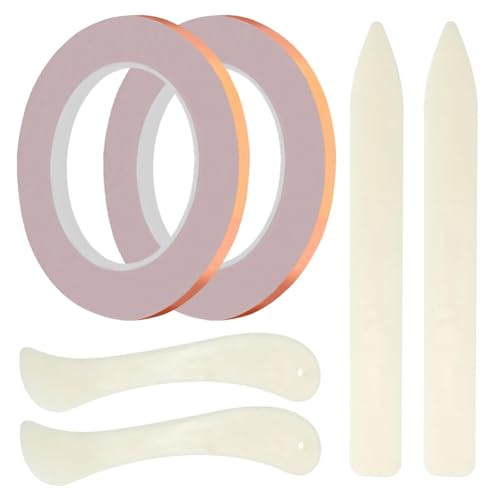 Tdyatocept 2 Rollen Klebeband aus Kupferfolie mit Halterung aus Kupfer für Glasmalerei und Handarbeit, mit 4 Werkzeugen für Glasscheiben, 5 mm Tdyatocept 2 Rollen Klebeband aus Kupferfolie mit Halterung aus Kupfer für Glasmalerei und Handarbeit, mit 4 Werkzeugen für Glasscheiben, 5 mm von Tdyatocept