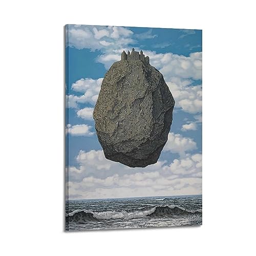 TeDe Rene-Magritte Dekorativer Kunstdruck auf Leinwand, Motiv "Das Schloss der Pyrenäen, 1959", 40 x 60 cm, Rahmenstil von TeDe