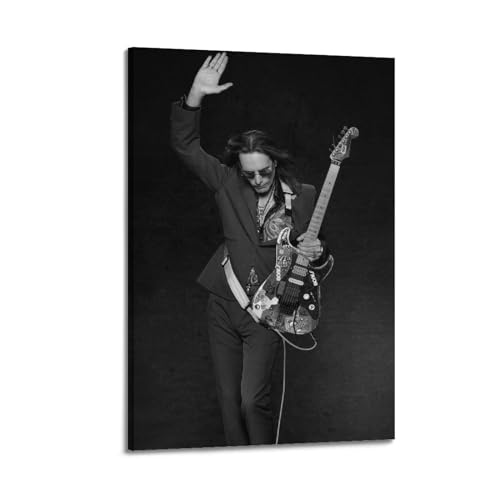 TeDe Schwarz-Weiß-Poster von Steve Vai berühmten Rocker dekoratives Gemälde Druck Leinwand Wandkunst Wohnzimmer Schlafzimmer Poster Gemälde 40 x 60 cm Rahmen Stil von TeDe