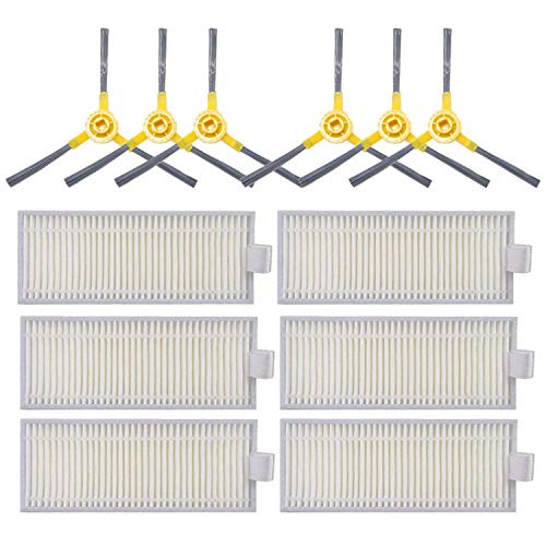 TeKeHom Ersatz-Zubehör-Set für IKOHS Netbot S12 Staubsaugerroboter Premium Material, 6 Filter + 6 Seitenbürsten von TeKeHom