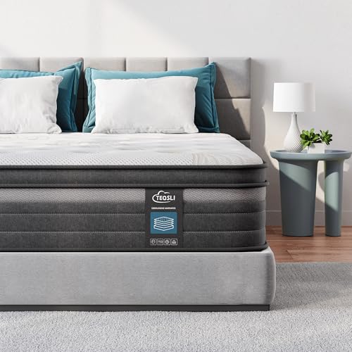 TeQsli Gel Taschenfederkernmatratze 140x200 cm 25 cm Höhe 9-Zonen Matratze H3 H4 Härtegrad, Orthopädische & Ergonomische Federkernmatratze mit Gel-Memory-Schaum, Öko-Tex & CertiPUR Zertifiziert von TeQsli