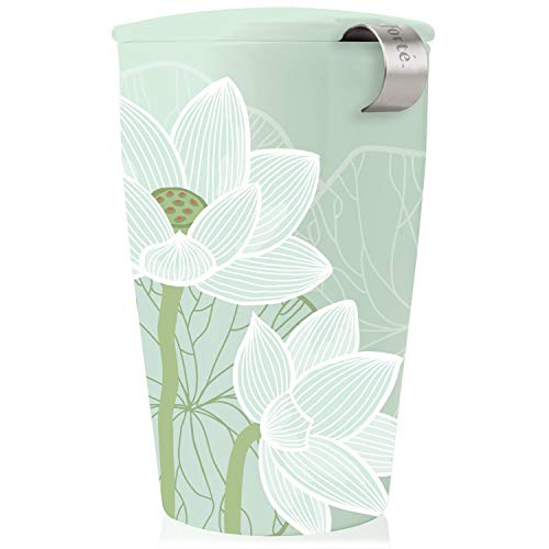 Tea Forte Lotus Kati Trinkbecher, 340 ml, Keramik-Tee-Ei, Becher mit Deckel zum Ziehen von losem Tee, Tee-Ei für Teeliebhaber, Tee-Geschenke von Tea Forte