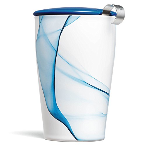 Tee Forte Kati Tasse Keramik Tee Infuser Tasse mit Infuser Korb und Deckel zum Einweichen, Blau von Tea Forte