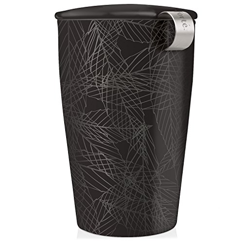 Tee Forte Kati Tasse Keramik Tee Infuser Tasse mit Infuser Korb und Deckel zum Einweichen, Schwarz von Tea Forte