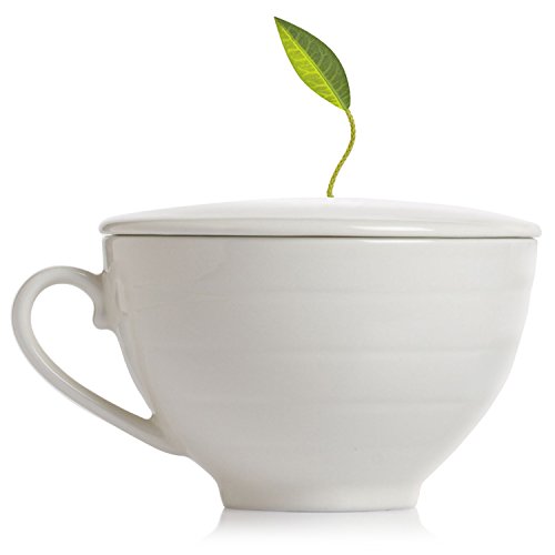 Teetasse Café Cup mit Deckel aus Porzellan von Tea Forté, Angepasster Deckel Hält Tee beim Ziehen Lassen Heiß von Tea Forte