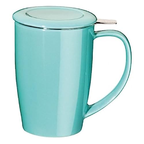 Tea PeopleFORLIFE FTM-TUR Teetasse Curve mit Teesieb und Deckel, türkis, Keramik von Tea People