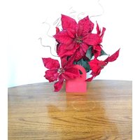 Roter Weihnachtsstern-Mittelstück Handbemalte Holzkiste Roter Weihnachtsstern-Mittelstück Handbemalte Holzkiste von TeaCakesandPosies