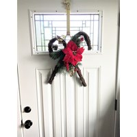 Zuckerstange-Weinrebe-Kranz Roter Weihnachtsstern Türkranz von TeaCakesandPosies