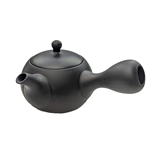 Japanische Teekanne für Grüner Tee/Kyusu aus Tokoname, Japan schwarz 200ml / Integriertes Teesieb/Japanische Einhandteekanne aus Keramik von TeaClub