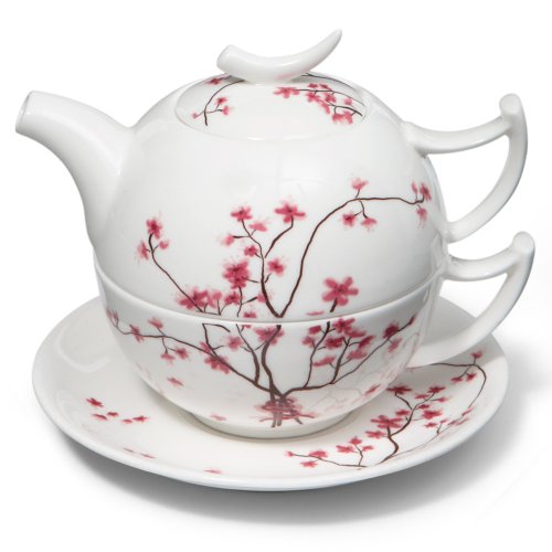 Cherry Blossom Tea for One Set TeaLogic Fine Bone China von TeaLogic - White Cherry