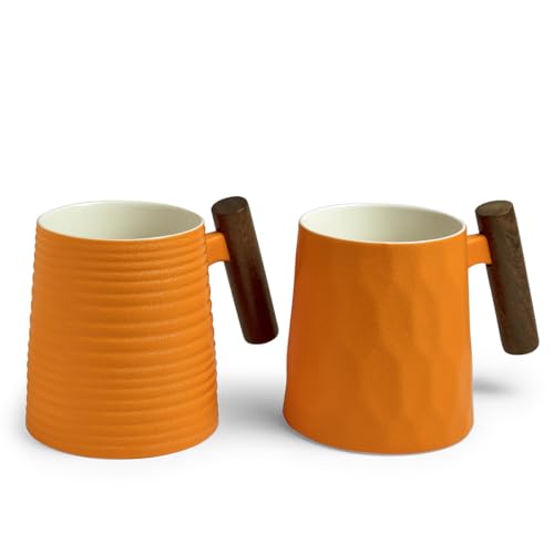 TeaLogic Set mit 2 Tassen aus feinem Porzellan mit Griff aus Palisander, Retro-Design Clementine, Farbe: Orange TeaLogic Set mit 2 Tassen aus feinem Porzellan mit Griff aus Palisander, Retro-Design Clementine, Farbe: Orange von TeaLogic - White Cherry
