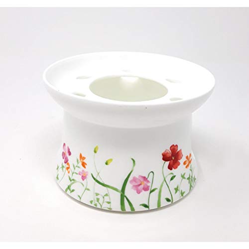 TeaLogic Stövchen Lotta Blumen H. 8cm D. 12cm weiß bunt Bone China Porzellan von TeaLogic - White Cherry