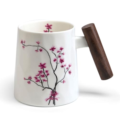 TeaLogic - White Cherry Becher Kirschblüte | Fine Bone China-Porzellan mit Rosenholzgriff von TeaLogic - White Cherry