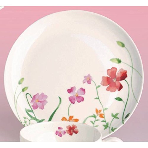 Kuchenteller Lotta Blumen D. 19cm weiß bunt Bone China Porzellan Tea Logic von TeaLogic - White Cherry