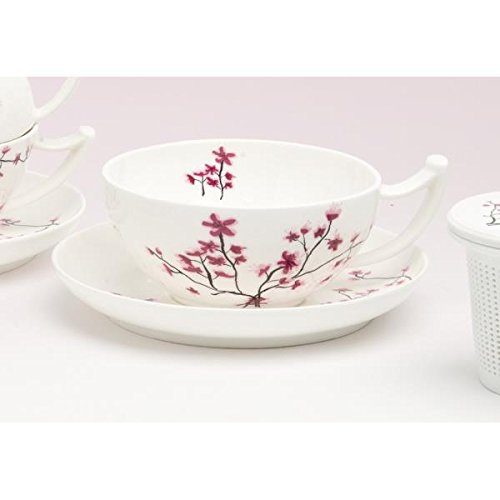 Tasse mit Untertasse CHERRY BLOSSOM Kirschblüten Porzellan 300ml TeaLogic von TeaLogic - White Cherry