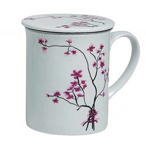 Tea Logic Kräuterteetasse Cherry Blossom mit Sieb und Deckel im Geschenkkarton von TeaLogic