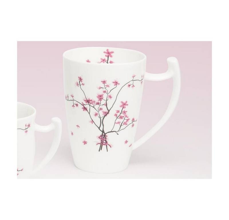 TeaLogic Tasse Cherry Blossom, Porzellan, Spülmaschinengeeignet, Weiß, Motiv: Kirschblüten von TeaLogic