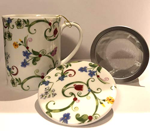 Tealogic Kräuterteetasse Fleurette mit Sieb und Deckel im Geschenkkarton von TeaLogic - White Cherry