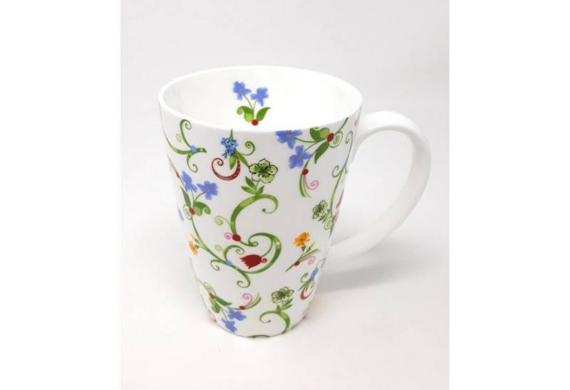 TeaLogic Tasse Blumenranken, Porzellan, Spülmaschinengeeignet, Weiß, Motiv: Blumen von TeaLogic