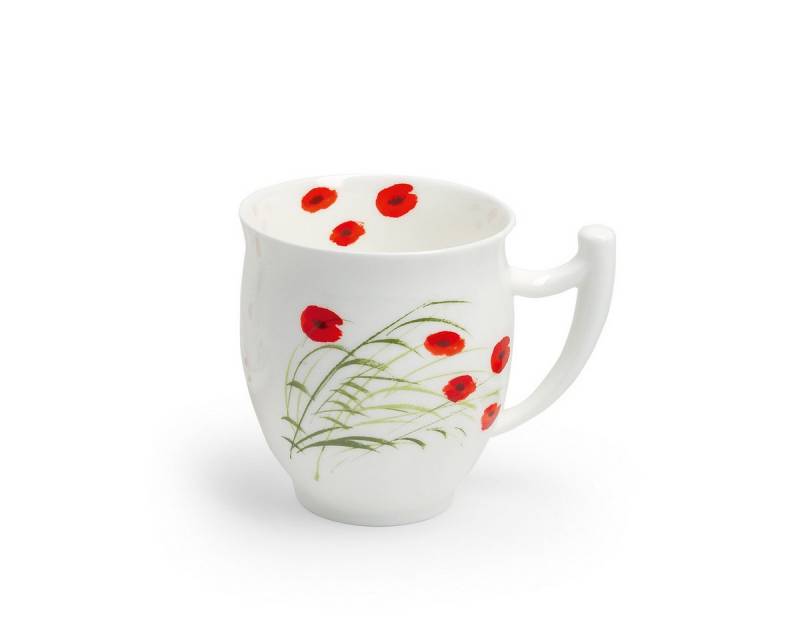 TeaLogic Tasse Caprice, Porzellan, Spülmaschinengeeignet, Mehrfarbig, Motiv: Mohn von TeaLogic
