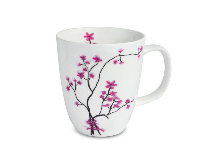 TeaLogic Tasse Cherry Blossom, Porzellan, Spülmaschinengeeignet, Weiß, Motiv: Kirschblüten von TeaLogic