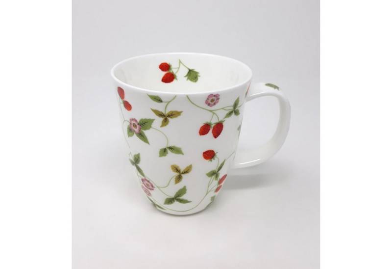 TeaLogic Tasse Erdbeeren, Porzellan, Spülmaschinengeeignet, Weiß, Motiv: Erdbeeren von TeaLogic