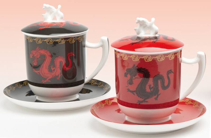 TeaLogic Tasse Kräuterteetasse Bone China mit Filter und Untere ZHU von TeaLogic