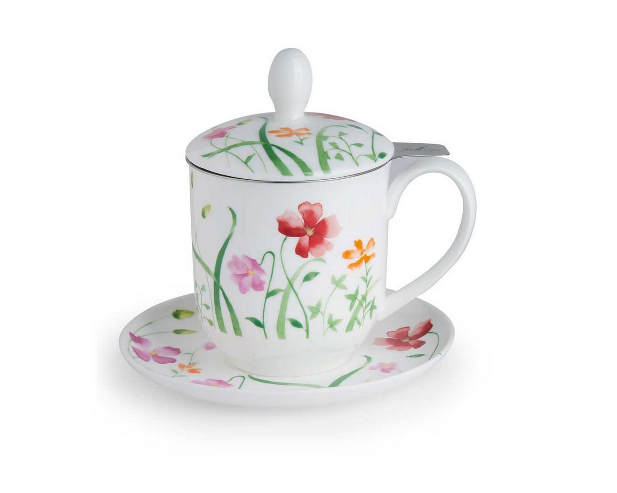 TeaLogic Tasse Lotta Untertasse Sieb Deckel Fine Bone China Porzellan 0,35 L von TeaLogic