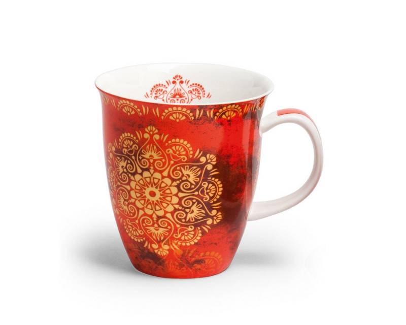 TeaLogic Tasse Mandala, Porzellan, Spülmaschinengeeignet, Rot, Motiv: Mandala von TeaLogic