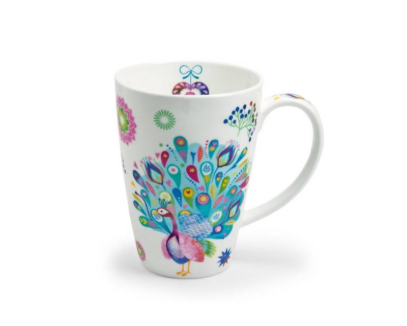 TeaLogic Tasse Paula, Porzellan, Spülmaschinengeeignet, Weiß, Motiv: Pfau von TeaLogic