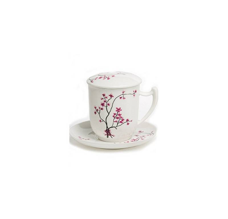 TeaLogic Tasse TeaLogic Teetasse Cherry Blossom mit Filter und Untertasse TeaLogic Tasse TeaLogic Teetasse Cherry Blossom mit Filter und Untertasse von TeaLogic
