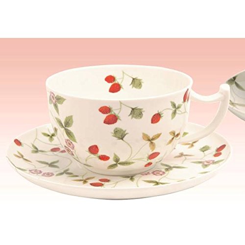 TeaLogic Tasse mit Untertasse Mirella Erdbeeren für 0,5L Porzellan weiß rot grün von TeaLogic - White Cherry