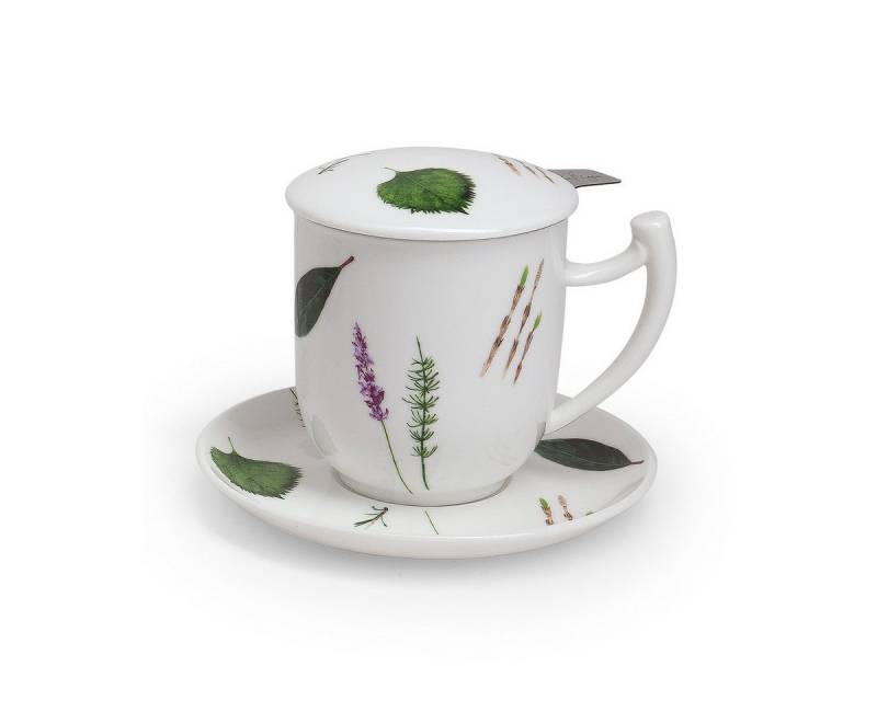 TeaLogic Tasse Weiß, Durchmesser 9.5 cm, Porzellan, Spülmaschinengeeignet, Weiß, Motiv: Käuter von TeaLogic
